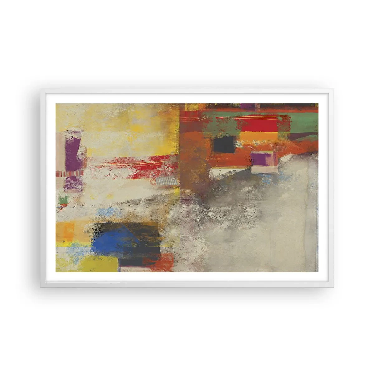 Poster in einem weißen Rahmen - Geometrie der Farben - 91x61 cm