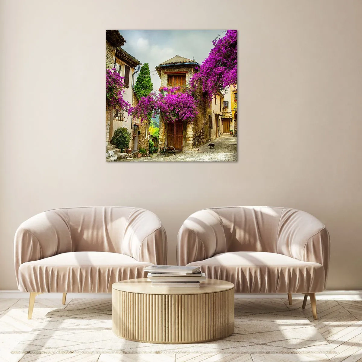 Glasbild - Bild auf glas - Unter einem Blumendach - 70x70 cm