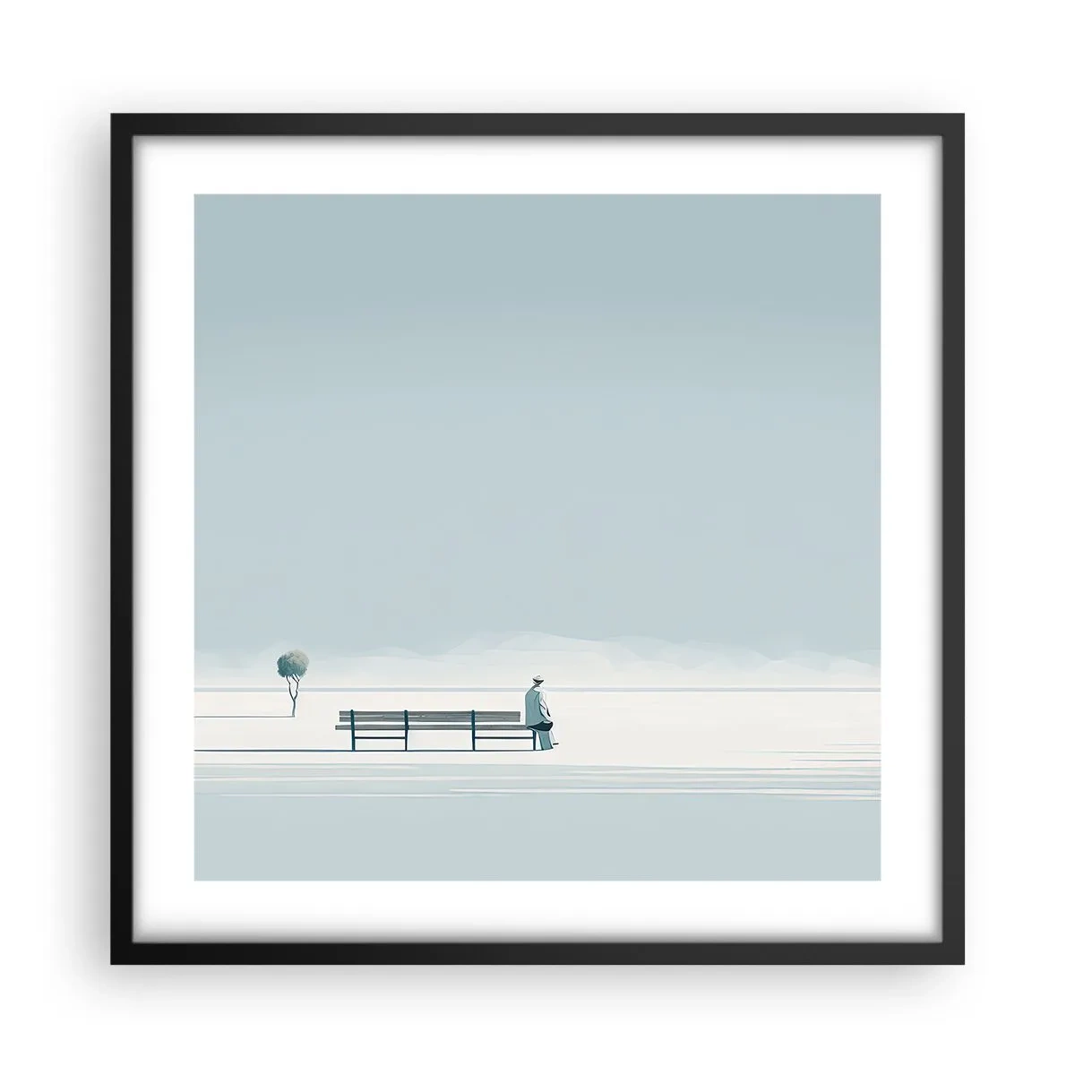 Poster in einem schwarzem Rahmen - Ja, ich warte. - 50x50 cm