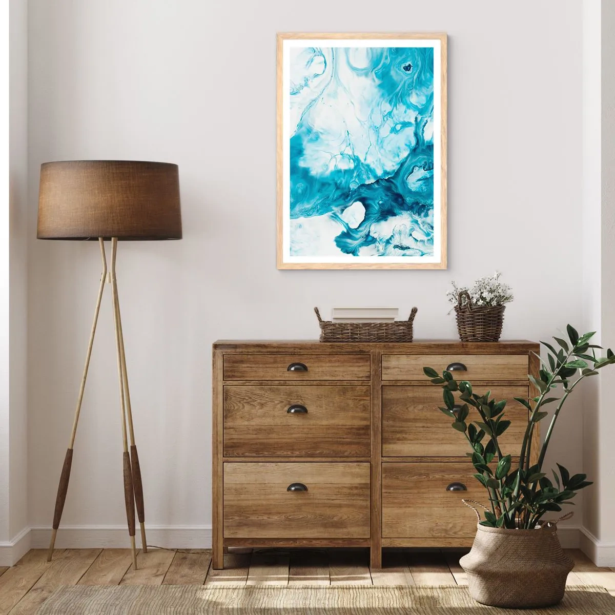 Poster in einem Rahmen aus heller Eiche - Blaues Konzert - 70x100 cm
