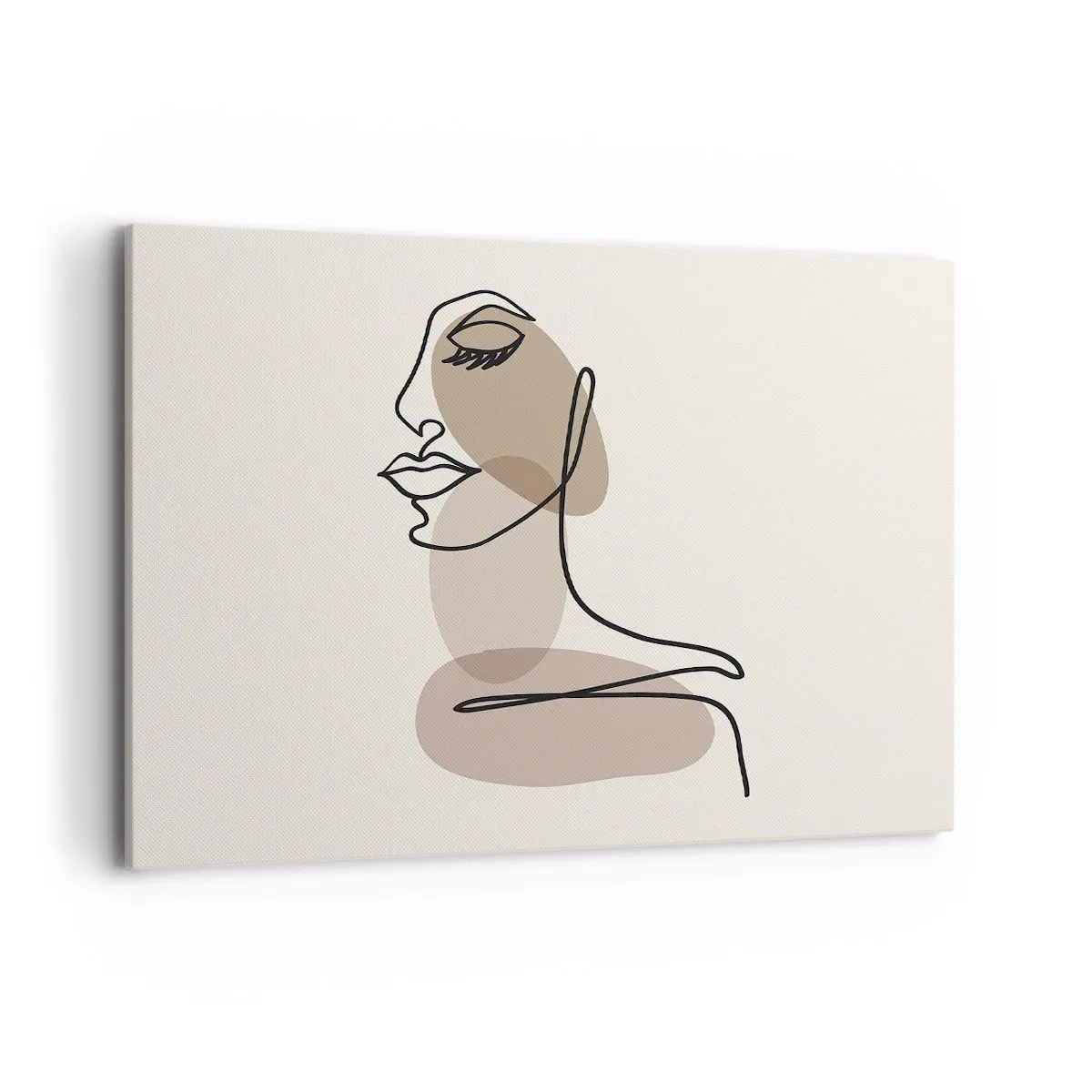 Bild auf Leinwand - Leinwandbild - Ein weibliches Profil im minimalistischen Line-Art-Stil - 100x70cm - Eine gewisse Linie der Schönheit - Moderne Wanddekoration für Wohnzimmer und Schlafzimmer ARTTOR