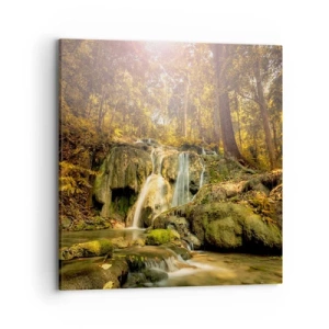 Bild auf Leinwand - Leinwandbild - Waldkaskade im Grünen - 70x70 cm