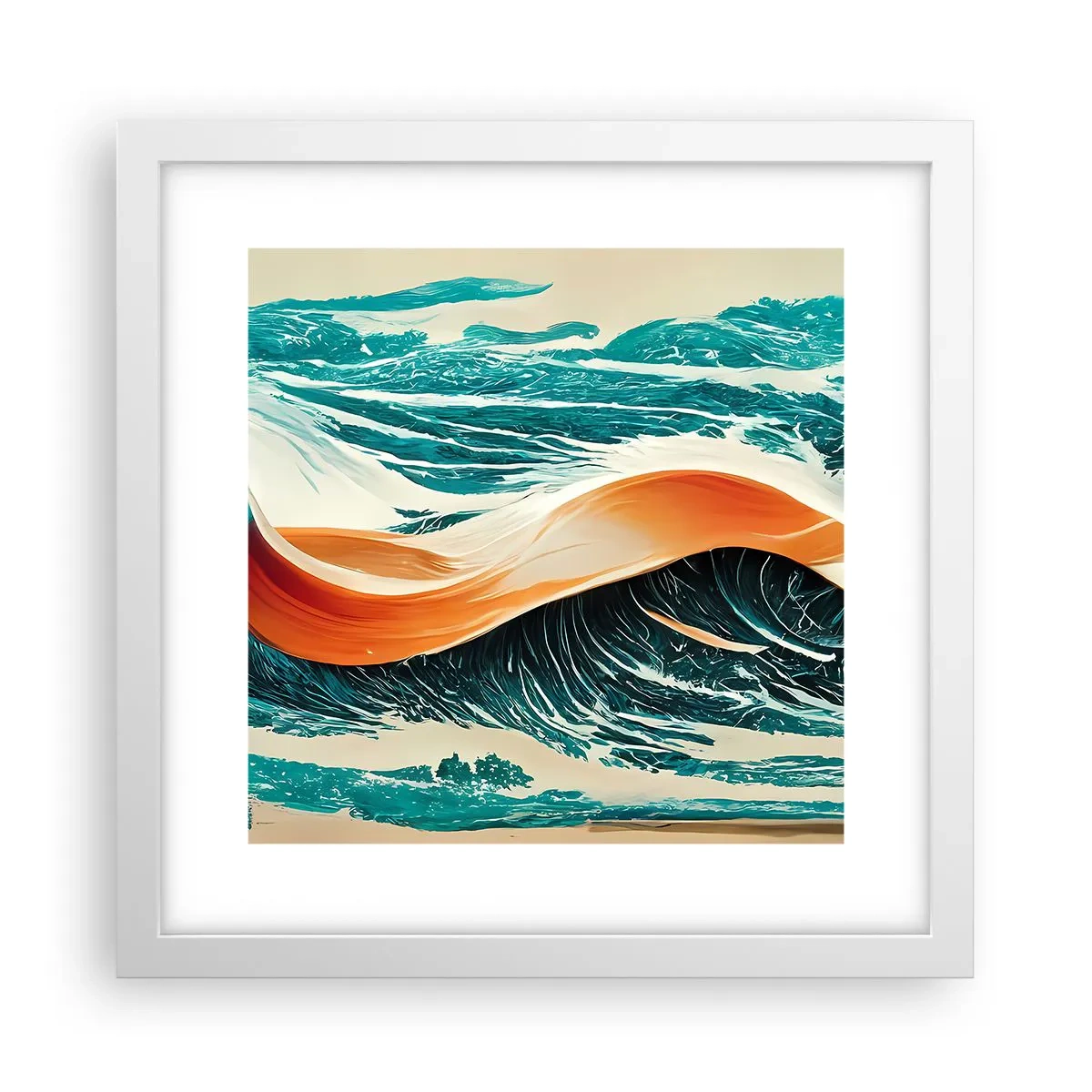 Poster in einem weißen Rahmen - Traum eines Surfers - 30x30 cm