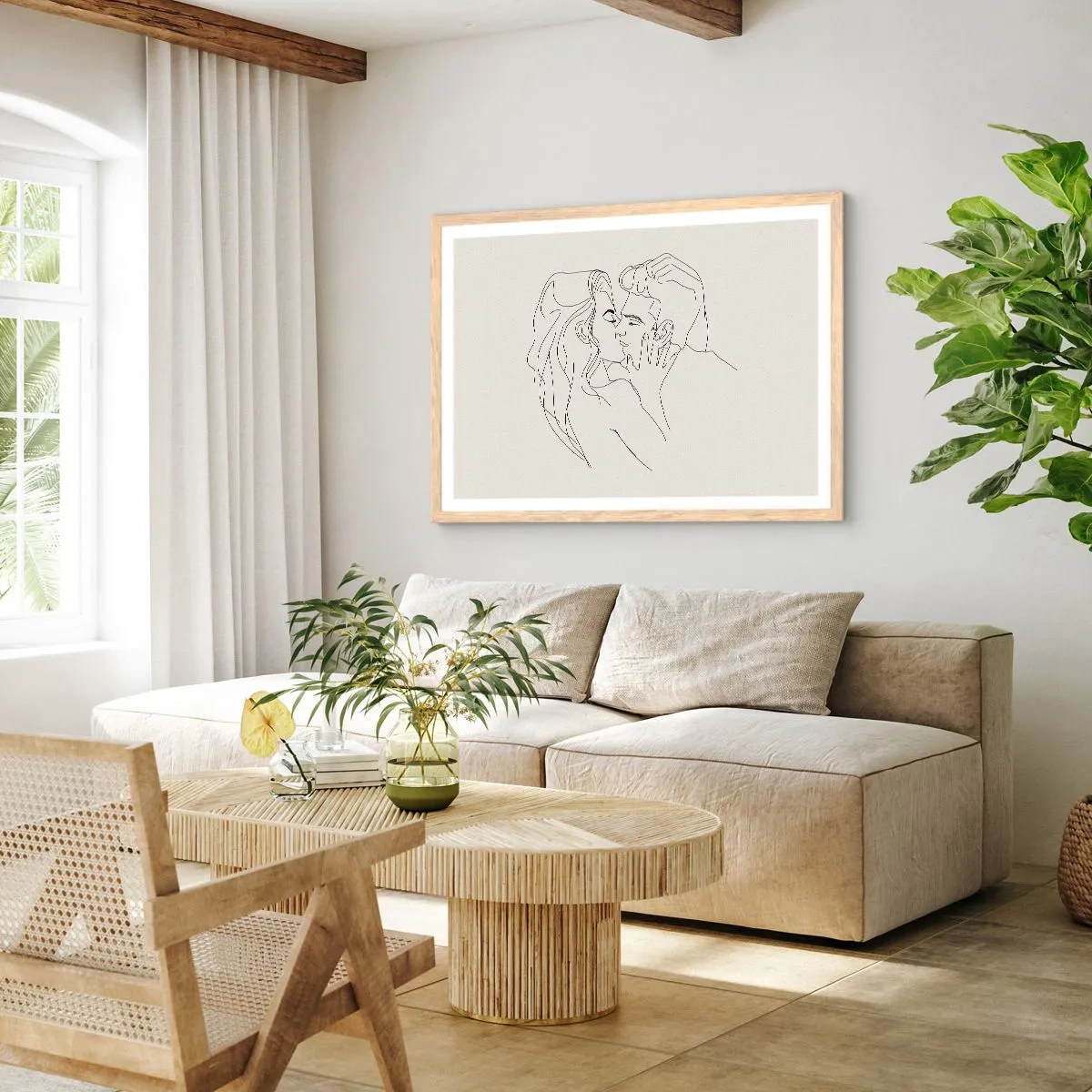Poster in einem Rahmen aus heller Eiche - Verstrickt im Gefühl - 50x40 cm