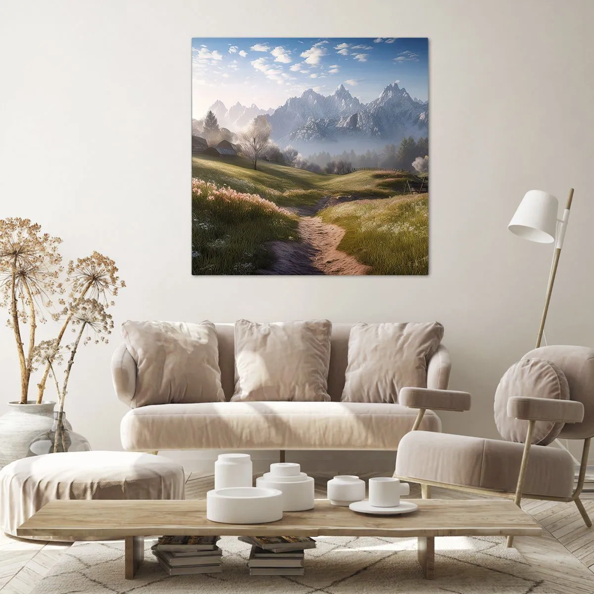 Bild auf Leinwand - Leinwandbild - Idyllisches Tal - 60x60 cm