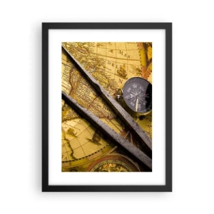Poster in einem schwarzem Rahmen - Wo sind diese Schätze? - 30x40 cm