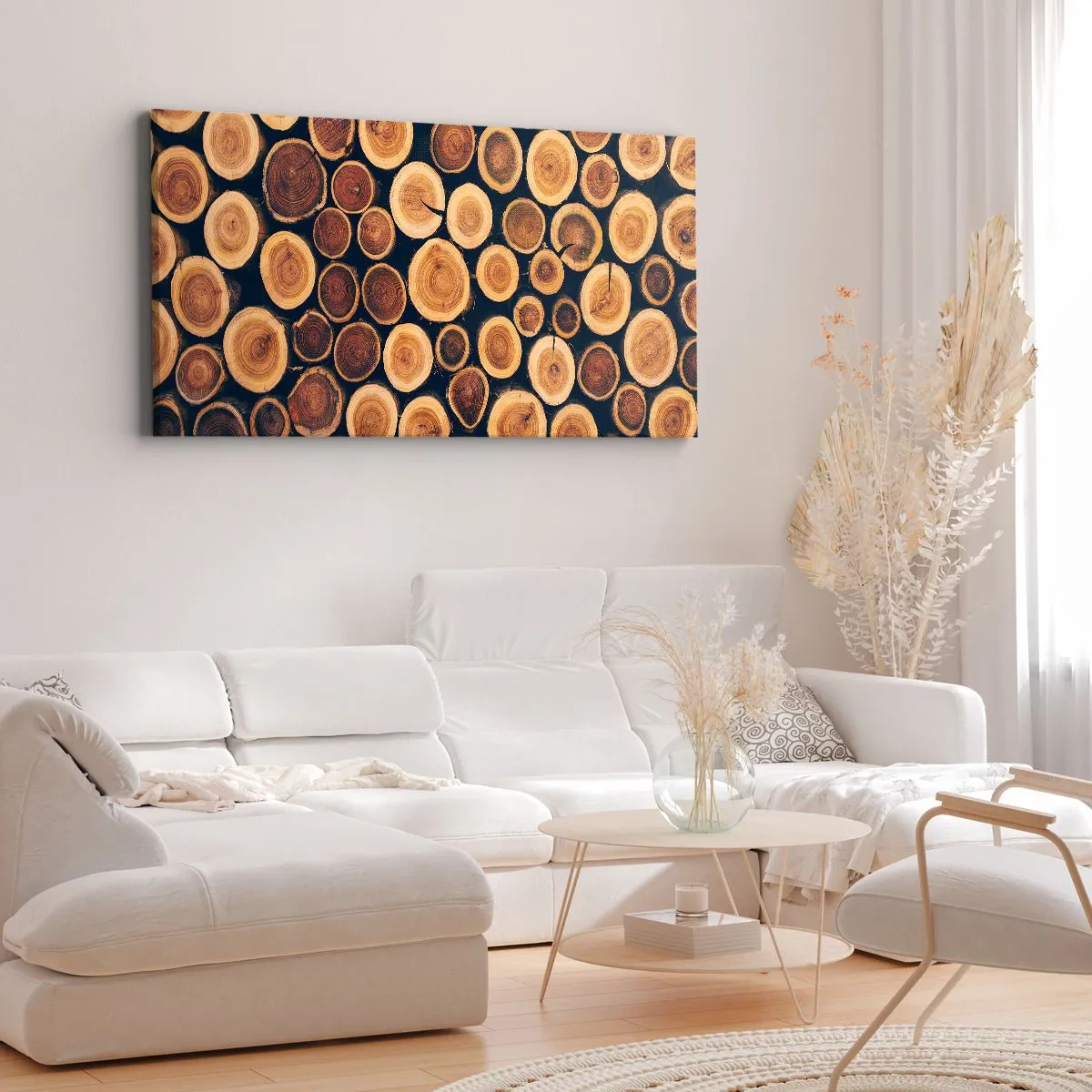 Bild auf Leinwand - Leinwandbild - Muster aus Querschnitten von Holzstämmen - 160x50cm - Wie alt sehe ich aus? - Moderne Wanddekoration für Wohnzimmer und Schlafzimmer ARTTOR