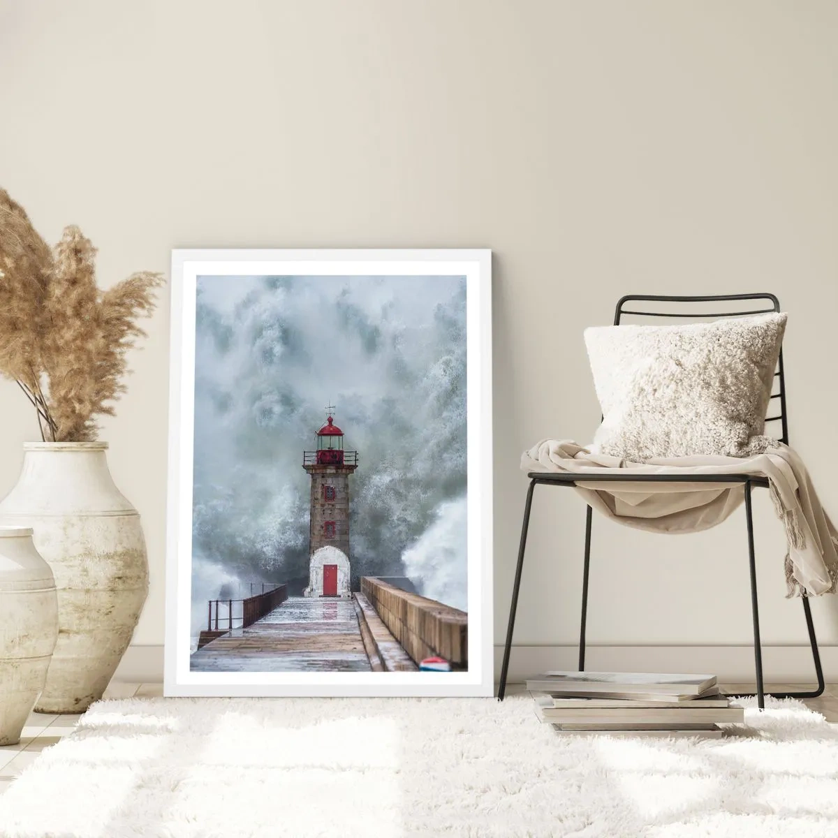 Poster in einem weißen Rahmen - Das Rauschen des Wassers, der Lärm wird wehen - 61x91 cm