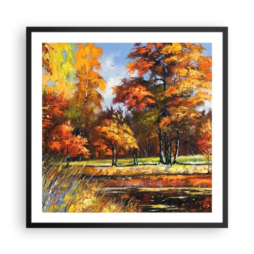 Poster in einem schwarzem Rahmen - Landschaft in Gold und Bronze - 60x60 cm