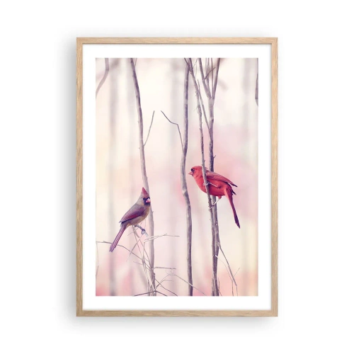 Poster in einem Rahmen aus heller Eiche - Geschichte vom rosa Wald - 50x70 cm