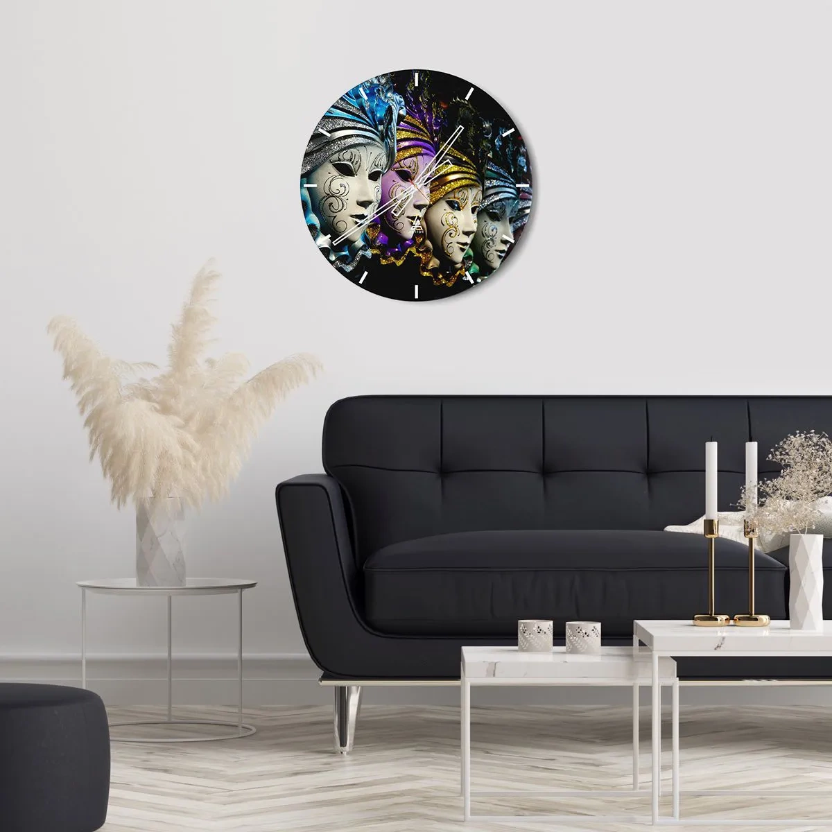 Wanduhr - Glasuhr - Geheimnis in Gold und Silber - 40x40 cm