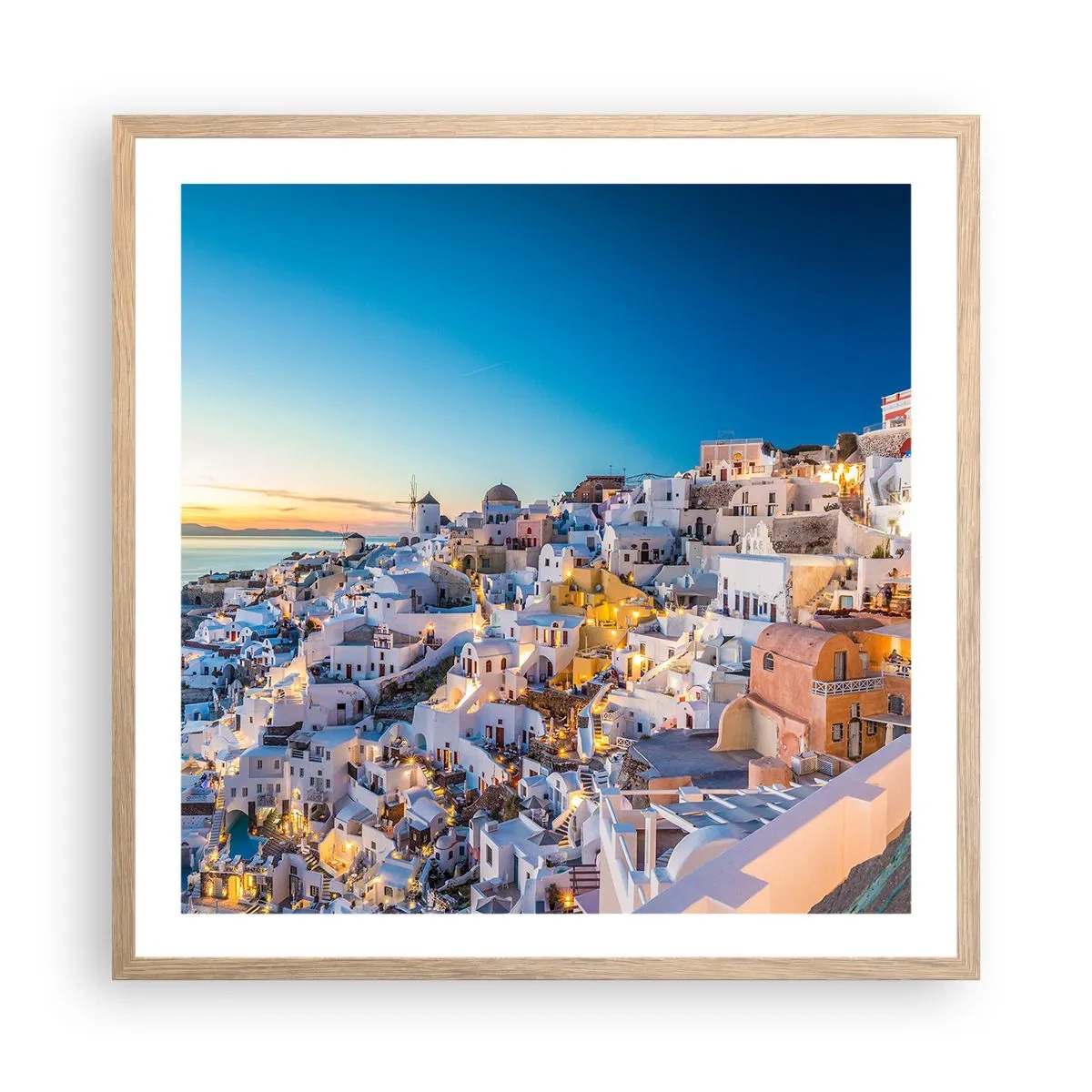 Poster in einem Rahmen aus heller Eiche - Die Essenz des Griechischen - 60x60 cm
