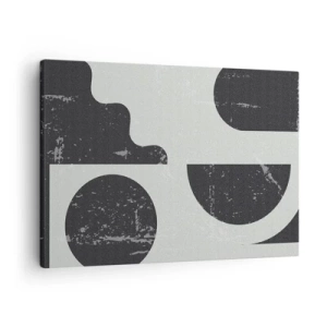 Bild auf Leinwand - Leinwandbild - Geometrische Muster in Schwarz- und Grautönen - 70x50cm - Komposition oben und unten - Moderne Wanddekoration für Wohnzimmer und Schlafzimmer ARTTOR