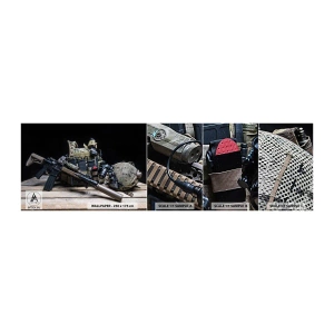 Fototapeten Muster Selbstklebend Deluxe Sticker - Sich ausruhen! - Militär, Gewehr, Waffe - 100x30 cm