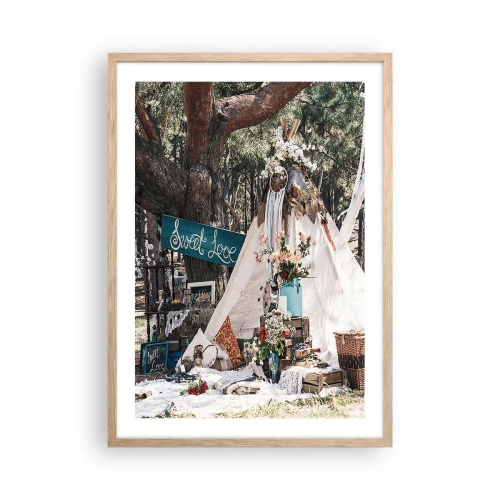 Poster in einem Rahmen aus heller Eiche - Liebe machen ... - 50x70 cm