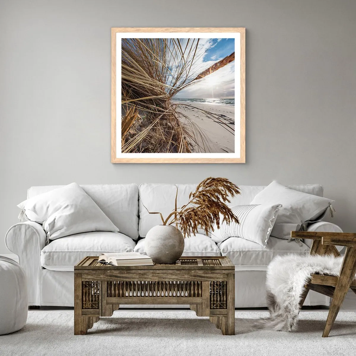 Poster in einem Rahmen aus heller Eiche - Ein Treffen der Elemente der Natur - 30x30 cm
