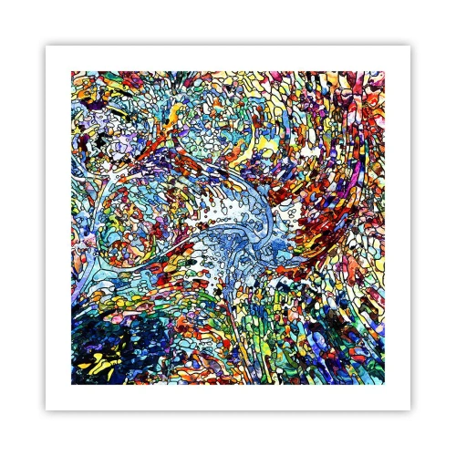 Poster - Glasmalerei Wassertropfen - 50x50 cm