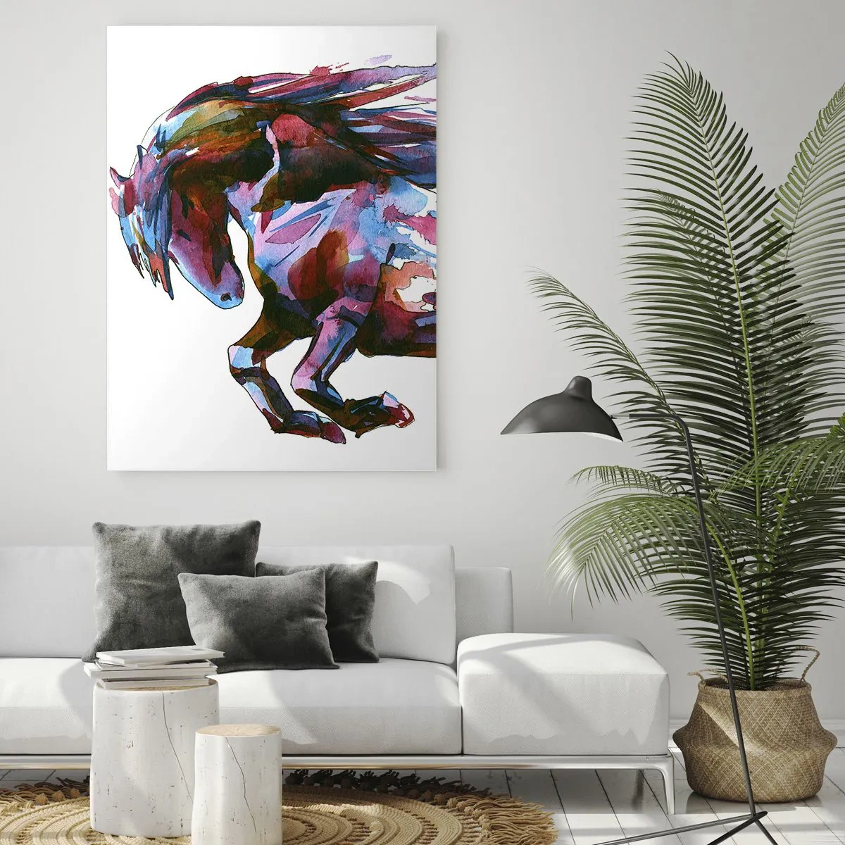 Glasbild - Bild auf glas - Abstraktes Pferd in dynamischer Farbkomposition - 50x70cm - In Verzückung - Moderne Wanddekoration für Wohnzimmer und Schlafzimmer ARTTOR