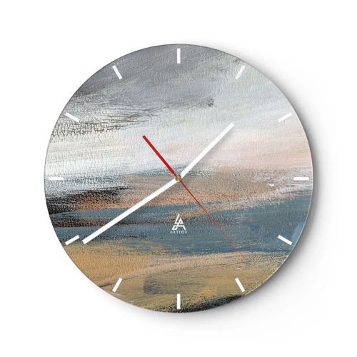 Wanduhr - Glasuhr - Abstraktion: nördliche Landschaft - 40x40 cm