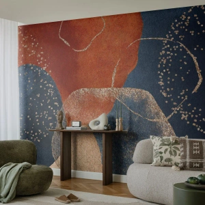 Fototapete Premium Canvas - Abstrakte Formen in Rot- und Blautönen - 100x70cm - Die Leichtigkeit des Seins - Moderne Wanddekoration für Wohnzimmer und Schlafzimmer ARTTOR