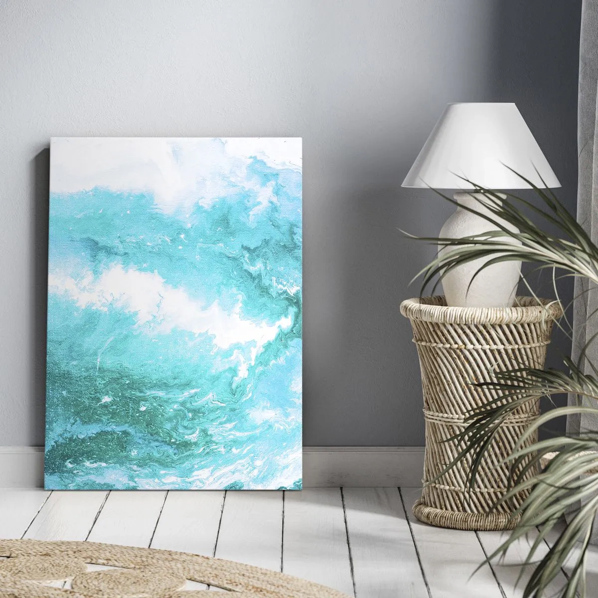Bild auf Leinwand - Leinwandbild - Abstrakter Wirbel in Blautönen - 50x70cm - Im Kern des Elements - Moderne Wanddekoration für Wohnzimmer und Schlafzimmer ARTTOR