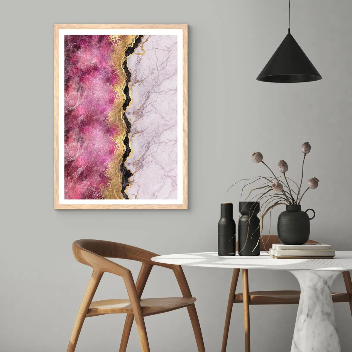 Poster in einem Rahmen aus heller Eiche - An der Grenze - 70x100 cm