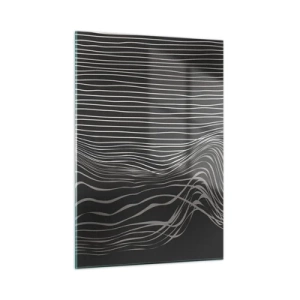 Glasbild - Bild auf glas - Zarte Linien in abstrakter Anordnung auf dunklem Hintergrund - 50x70cm - Rhythmus und Akzent - Moderne Wanddekoration für Wohnzimmer und Schlafzimmer ARTTOR