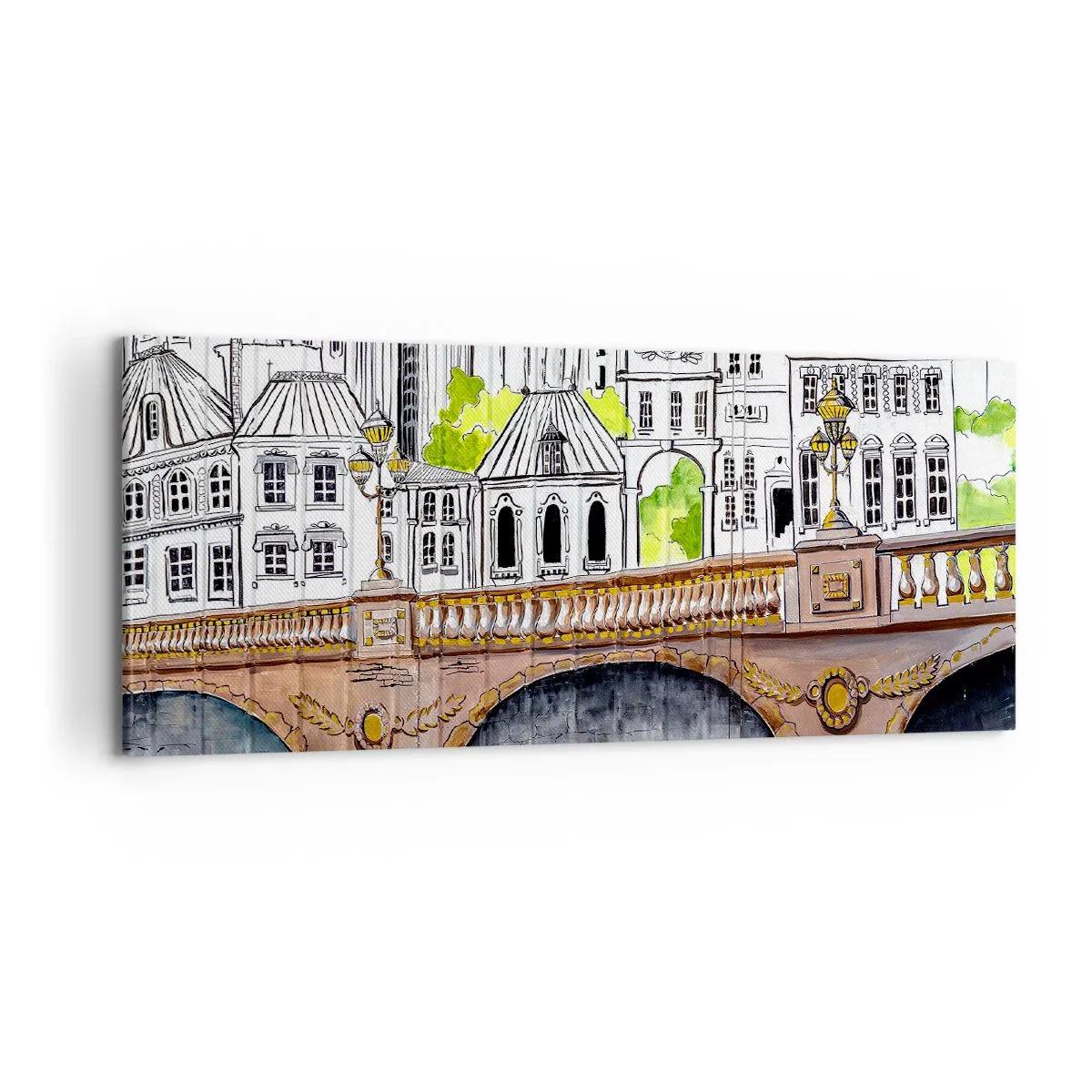 Bild auf Leinwand - Leinwandbild - Die Stadt ist gemalt - 100x40 cm