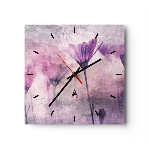 Wanduhr - Glasuhr - Ein Blumentraum - 40x40 cm