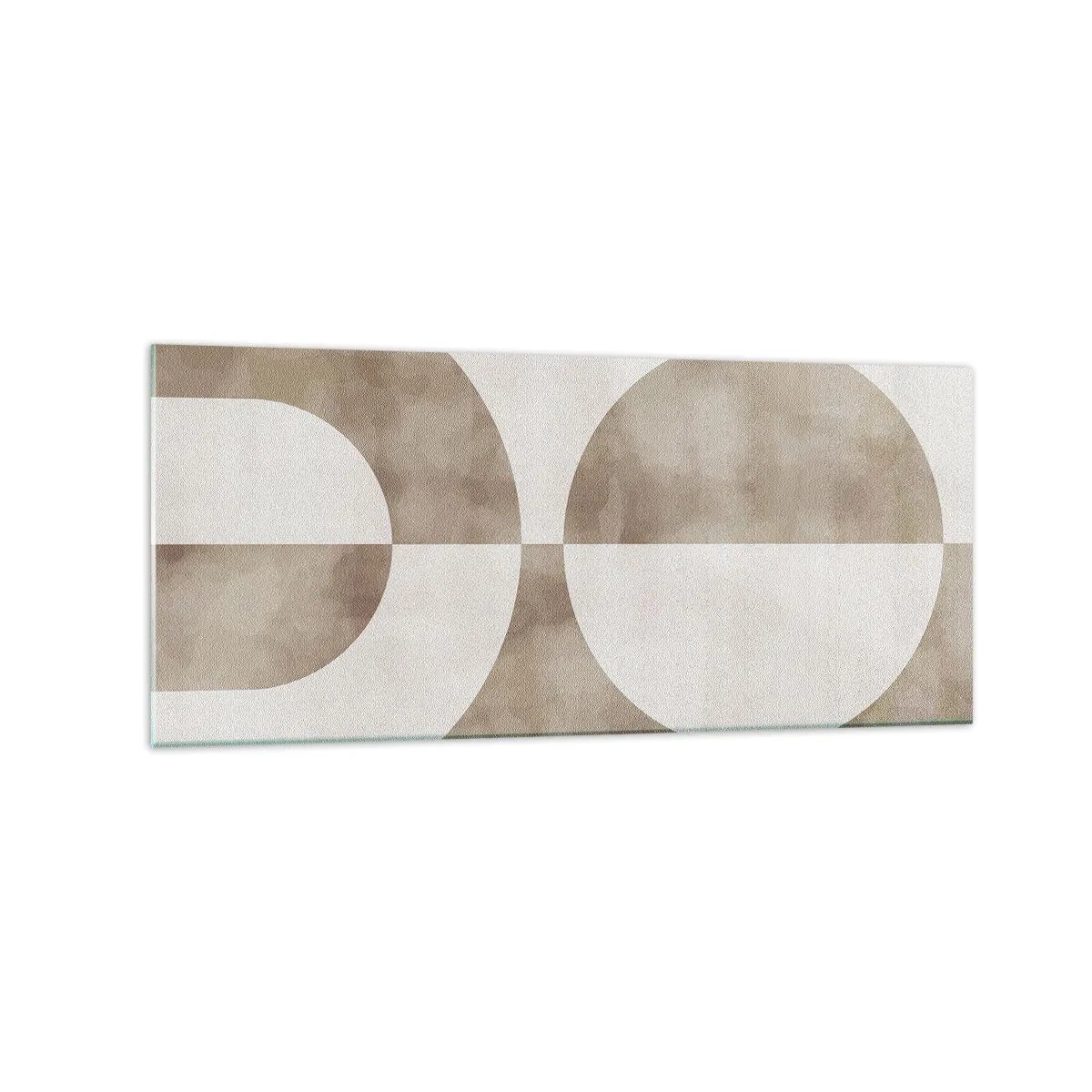 Glasbild - Bild auf glas - Ein abstraktes Gemälde in Beigetönen mit geometrischen Formen und Symmetrie. - 120x50cm - Ähnlichkeiten und Unterschiede - Moderne Wanddekoration für Wohnzimmer und Schlafzimmer ARTTOR