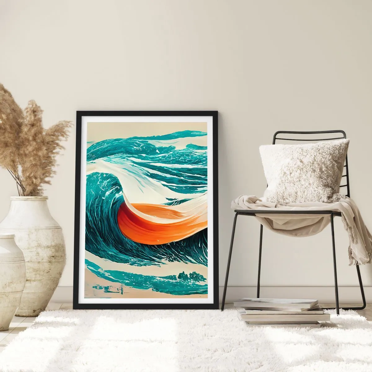 Poster in einem schwarzem Rahmen - Traum eines Surfers - 70x100 cm