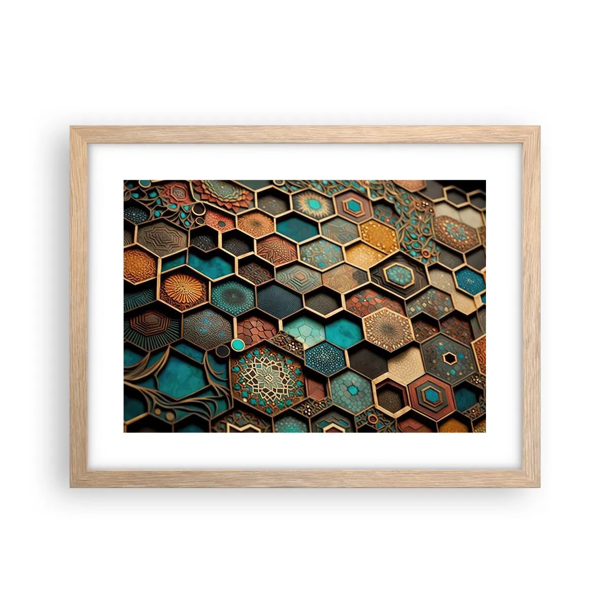 Poster in einem Rahmen aus heller Eiche - Arabische Ornamente – Variation - 40x30 cm