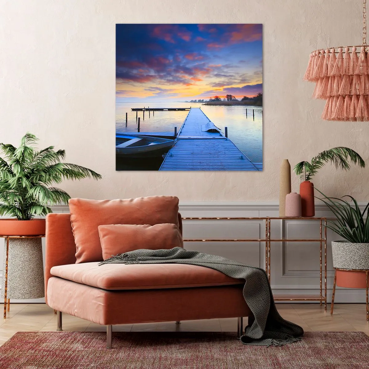Bild auf Leinwand - Leinwandbild - Violett-goldene Ruhe - 50x50 cm
