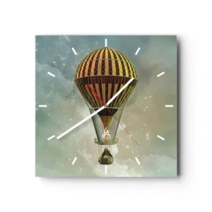 Wanduhr - Glasuhr - Pionierflüge - 40x40 cm