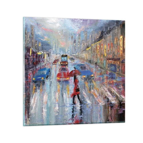 Glasbild - Bild auf glas - Regnerischer Nachmittag in der Stadt - 60x60 cm