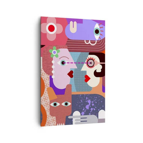 Bild auf Leinwand - Leinwandbild - Abstrakte Figuren in lebendigen Farben - 80x120cm - Augenhöhe - Moderne Wanddekoration für Wohnzimmer und Schlafzimmer ARTTOR