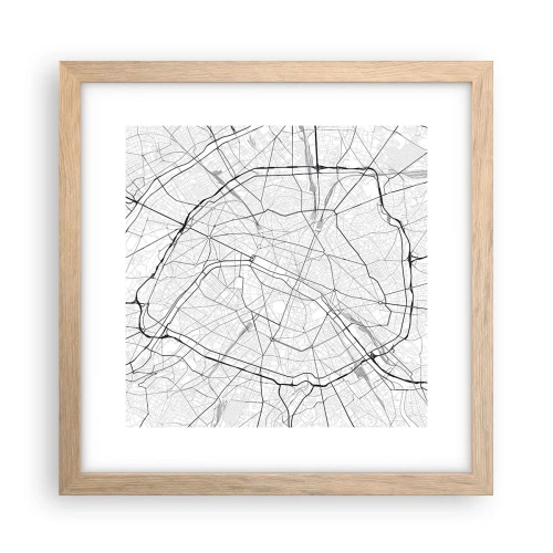 Poster in einem Rahmen aus heller Eiche - Pariser Blume - 30x30 cm