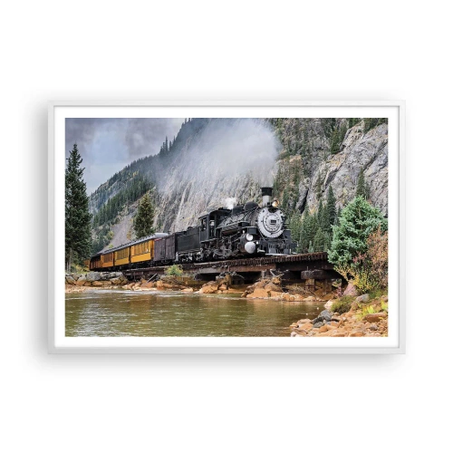 Poster in einem weißen Rahmen - Wo willst du hin? Wohin? - 100x70 cm