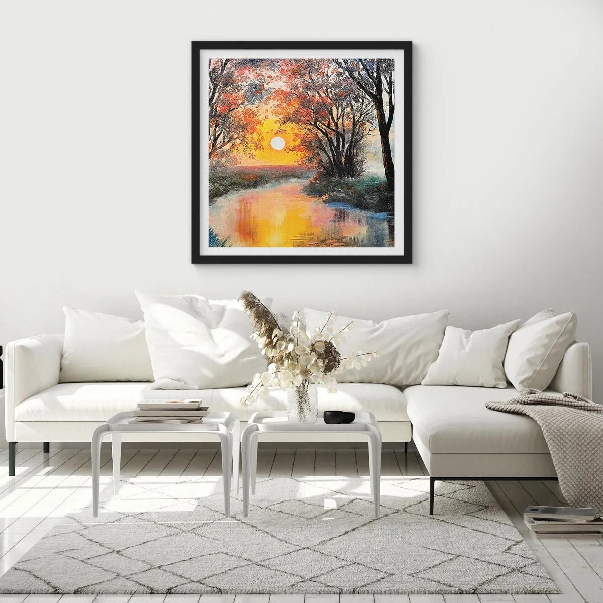 Poster in einem schwarzem Rahmen - Herbststimmung - 60x60 cm