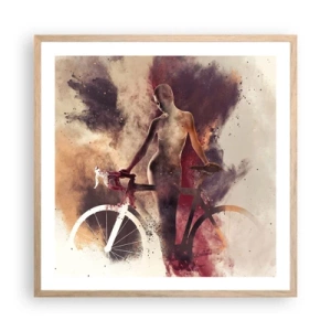 Poster in einem Rahmen aus heller Eiche - Eine Fahrradseele in Marmorformen - 60x60 cm