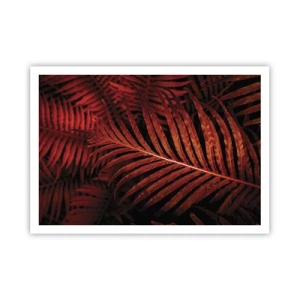 Poster - Nahaufnahme von roten tropischen Blättern - 100x70cm - Die Hitze des Lebens - Moderne Wanddekoration für Wohnzimmer und Schlafzimmer ARTTOR