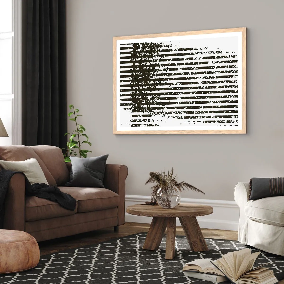 Poster in einem Rahmen aus heller Eiche - Rhythmus und Rauschen - 50x40 cm