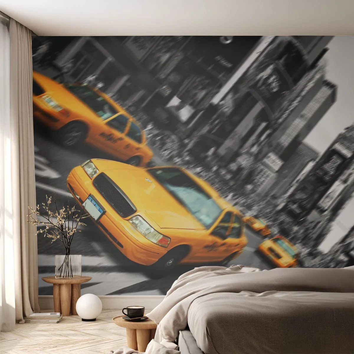 Fototapete Premium Canvas - New Yorker Sonnentropfen - Stadt, New York, Taxi - 250x175 cm