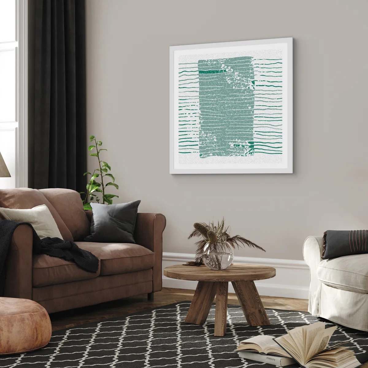 Poster in einem weißen Rahmen - Marine Abstraktion - 30x30 cm