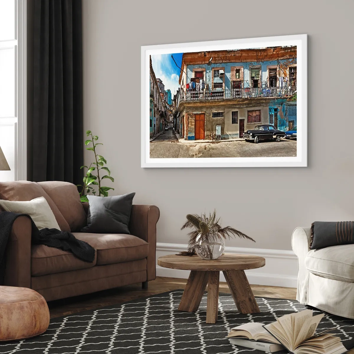 Poster in einem weißen Rahmen - Havanna-Stimmung - 100x70 cm