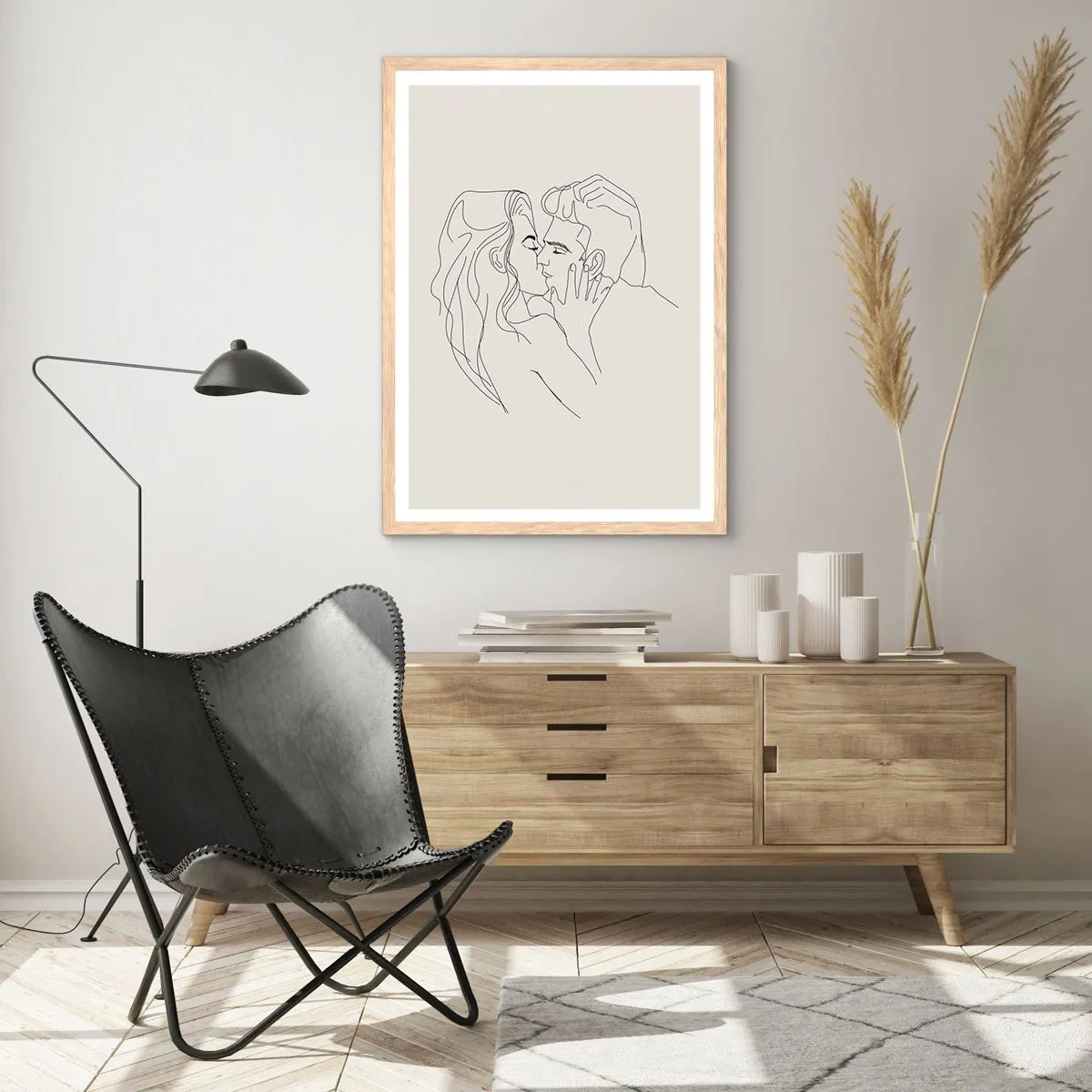 Poster in einem Rahmen aus heller Eiche - Verstrickt im Gefühl - 30x40 cm