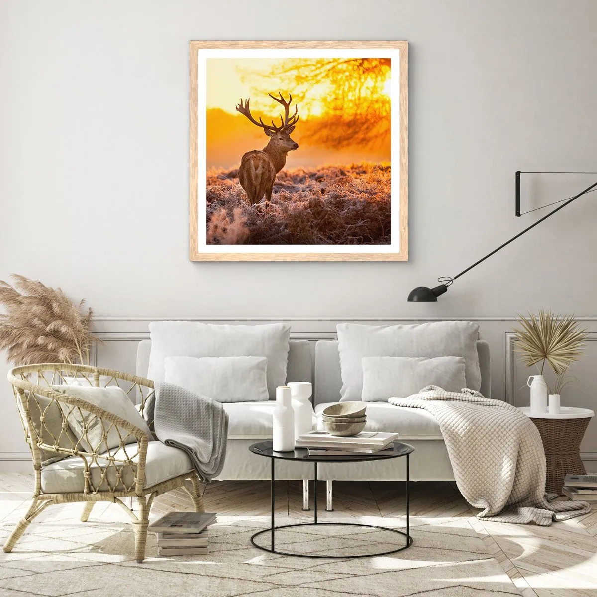 Poster in einem Rahmen aus heller Eiche - König des Herbstwaldes - 30x30 cm