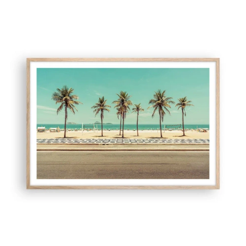 Poster in einem Rahmen aus heller Eiche - Beim Bewachen des Strandes - 91x61 cm