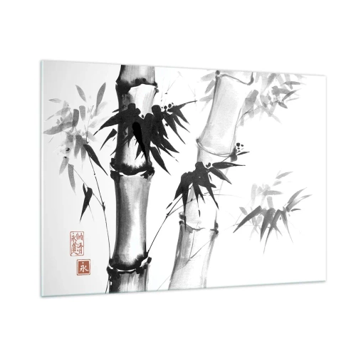 Glasbild - Bild auf glas - Bambus im traditionellen Stil - 100x70cm - Dem Orient ganz nah - Moderne Wanddekoration für Wohnzimmer und Schlafzimmer ARTTOR