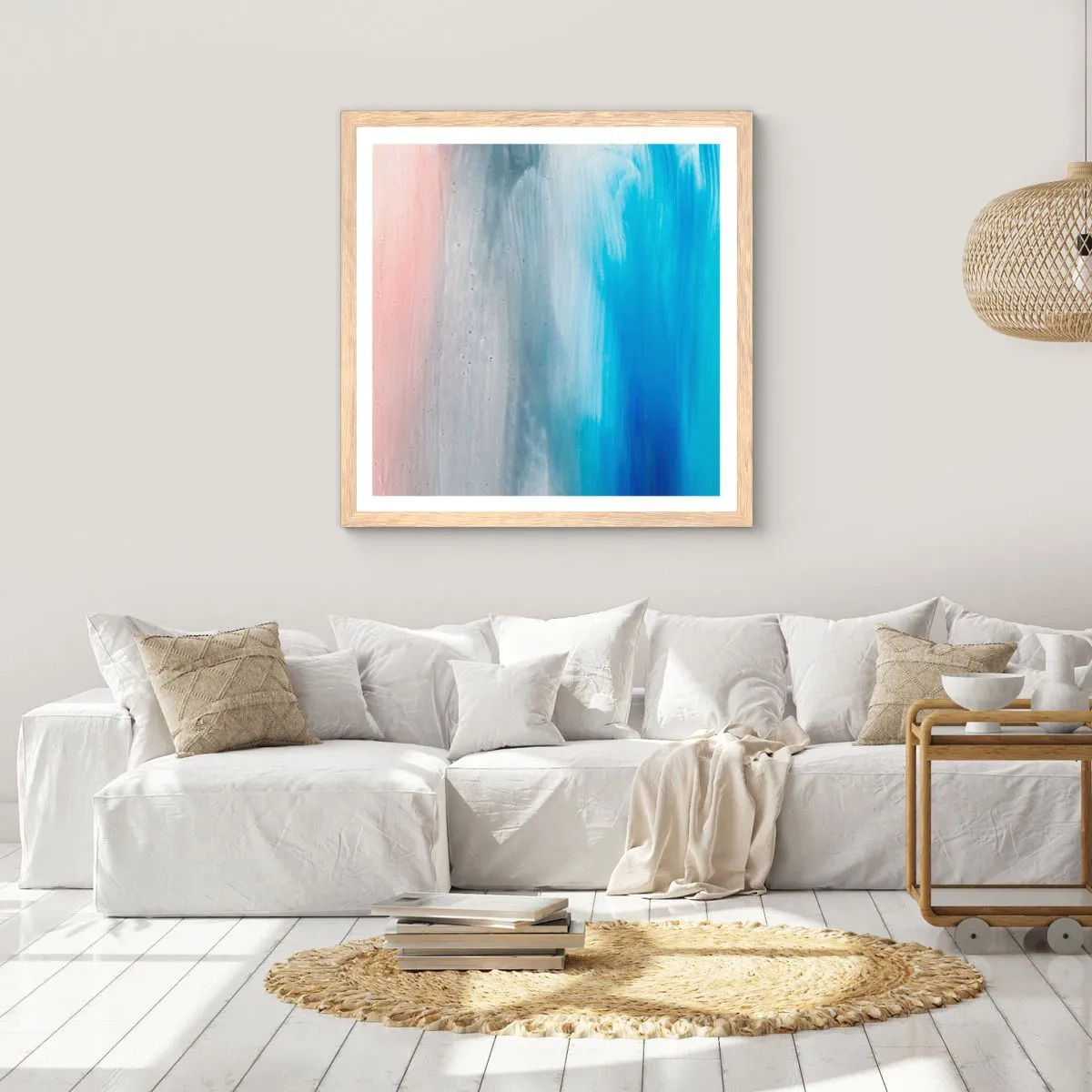 Poster in einem Rahmen aus heller Eiche - Elemente: Luft - 30x30 cm